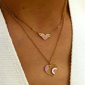 1 Piece Enamel Heart Stainless Steel Gold Color Pendant Necklace h5 Picture3