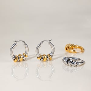 1 Pair Classic Mixed Color Stainless Steel Gold Color Women's Hoop Earrings h5 Picture6