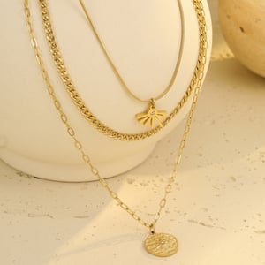 Luxurious  Elegant Sun Stainless Steel Gold Color Women's Layered Necklaces h5 Picture3
