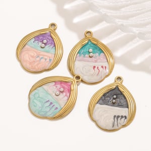 1 Piece Colorful Shell Stainless Steel Gold Color Women's Pendants h5 Picture2