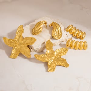 Geometrische Edelstahl Gold Farbe Naturstein Damen Ohrstecker h5 Bild3