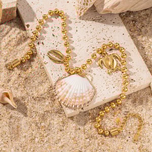 1 Piece Shell Stainless Steel Gold Color Pendant Necklaces h5 Picture4