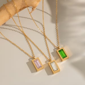 1 Piece Simple Stainless Steel Gold Color Zircon Pendant Necklace h5 Picture2
