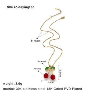 1 Piece Fruit Stainless Steel Gold Color Pendant Necklace h5