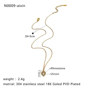 1 Piece Heart Stainless Steel Gold Color Pendant Necklace h5 Picture2
