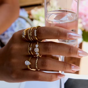 1 Piece Droplet Stainless Steel Gold Color Women's Gemstone Rings h5 Picture5