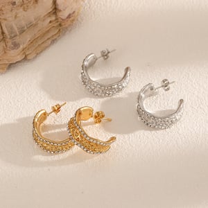1 Pair Ins Style Stainless Steel Gold Color Hoop Earrings h5 Picture2