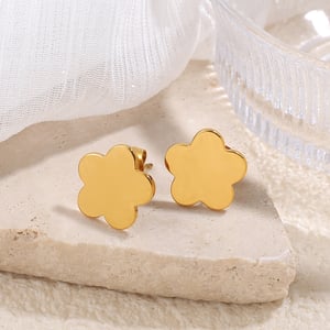 1 Pair Simple Flower Stainless Steel Gold Color Stud Earrings h5 Picture3