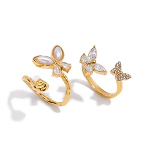 1 Piece Elegant Butterfly Stainless Steel Gold Color Statement Rings h5 Picture2