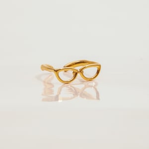 1 Piece Personality Glasses Shape Stainless Steel Gold Color Statement Rings h5 Picture7