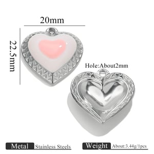1 Piece DIY Colorful Heart Stainless Steel Women's Pendants h5