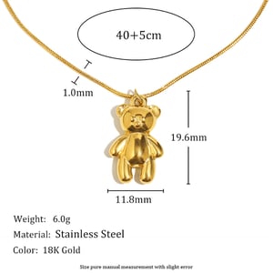 Solid-color Cute Bear Pendant  Women’Necklace h5 Picture4