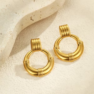 Luxurious Retro Geometric Stainless Steel Women's Hoop Earrings h5 Picture3