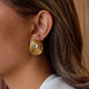 1 Pair Classic Series Retro Spiral Stainless Steel Gold Color Women's Stud Earrings h5 Picture4