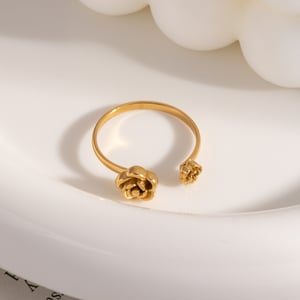 1 Piece Sweet Rose Stainless Steel Gold Color Minimalist Rings h5 Picture3