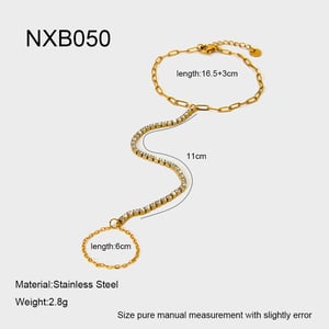 1 Stück Edelstahl Goldfarben Zirkon Finger verbundenes Armband h5 