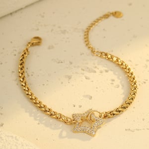 Sweet Geometric Stainless Steel Gold Color Women's Chain Bracelets h5 Picture4
