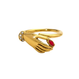 Bague en acier inoxydable couleur or pour femme, série luxueuse, gouttelettes quotidiennes, pierres précieuses h5 Image5