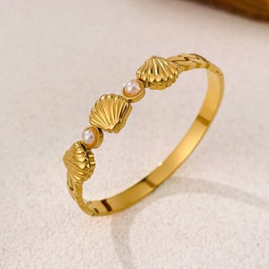 Braccialetti da donna in acciaio inossidabile color oro con conchiglia, 1 pezzo h5 Immagine4