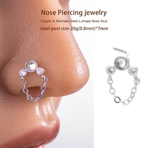1 Piece Copper Gold Color Zircon  Nose Stud h5 Picture5