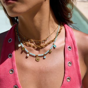 1 Stück Zarte Herz Blau Edelstahl Gold Farbe Damen Anhänger Halsketten h5 Bild4