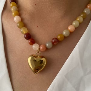 1 Piece Stainless Steel Heart Natural Stone Pendant Necklace h5 Picture3