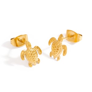 1 Pair Starfish Stainless Steel Gold Color Stud Earrings h5