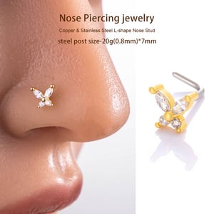 1 Piece Copper Gold Color Zircon  Nose Stud h5 Picture4