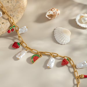 1 Piece Sweet Fruit Stainless Steel Gold Color Pendant Necklaces h5 Picture2
