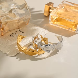 1 Piece Fish Stainless Steel Gold Color Cuff Bracelet h5 Picture3