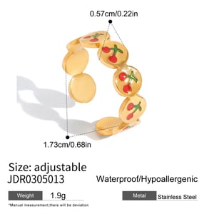 1 Piece Cherry Stainless Steel Gold Color Statement Rings h5