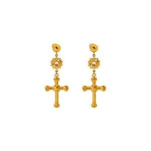 Classic Series Retro Cross Stainless Steel  Women's Stud Earrings h5 Picture5