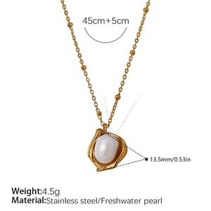 1 Piece Stainless Steel Gold Color Pearl Pendant Necklace h5