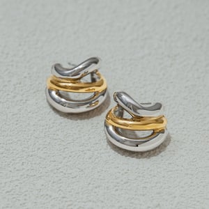 1 Pair Simple Series Twist Stainless Steel Gold Color Women's Hoop Earrings h5 Picture4
