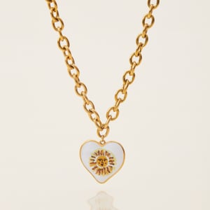 1 Piece Classic Series Paint Sun Stainless Steel Gold Color Women's Pendant Necklaces h5 Picture5