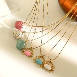 1 Piece Enamel Crab Stainless Steel Gold Color Pendant Necklace h5 Picture4
