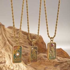 1 Piece Retro Tarot Stainless Steel Gold Color Pendant Necklaces h5 Picture4