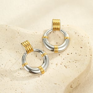 Luxurious Retro Geometric Stainless Steel Women's Hoop Earrings h5 Picture4