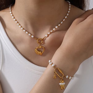 Daily Beads Stainless Steel Gold Color Pearl DIY Pendant Necklaces h5 Picture6