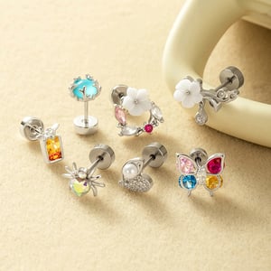 1 Piece Butterfly Copper Gold Color Zircon Piercings Earrings h5 Picture4