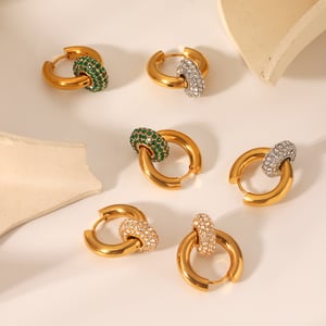 Simple Series Daily Geometric Stainless Steel  Zircon Women's Drop Earrings h5 Picture6