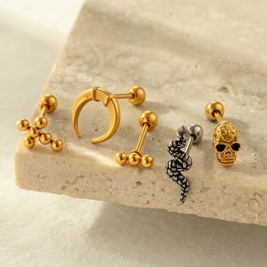 1 Piece Simple Cross Stainless Steel Gold Color Women's Piercings Earrings h5 Picture4