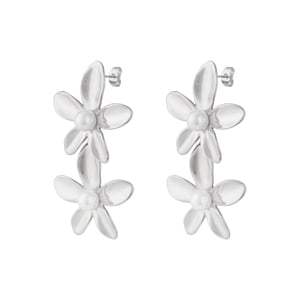 1 Pair Luxurious Series Sweet Flower Stainless Steel Gold Color Women's Drop Earrings h5