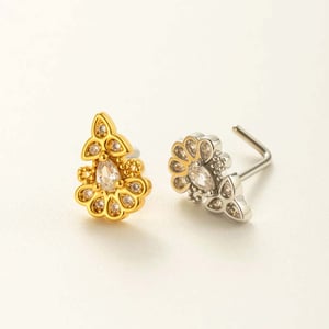 1 Piece Copper Gold Color Zircon Nose Stud h5 Picture3
