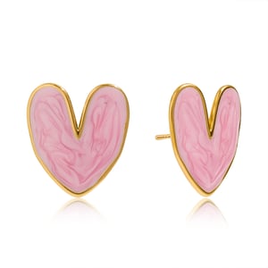 1 Pair Gorgeous Flower Stainless Steel Gold Color Women's Stud Earrings h5