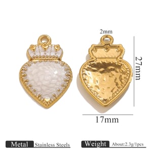 1 Piece DIY Crown Heart Stainless Steel Women's Pendants h5