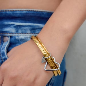 1 Stück klassische Gold- und Silberfarbene Edelstahlarmreifen für Damen h5 Bild6