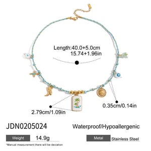 1 Stück stilvolle Halskette mit Kokosnussbaum-Anhänger aus Edelstahl in Goldfarbe für Damen h5