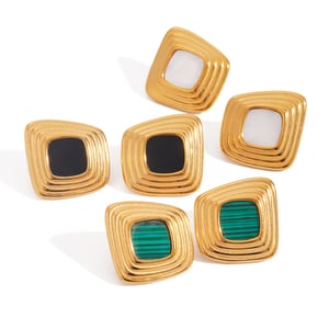 1 Pair Classic Series Elegant Rectangular Stainless Steel Gold Color Women's Stud Earrings h5 Picture7