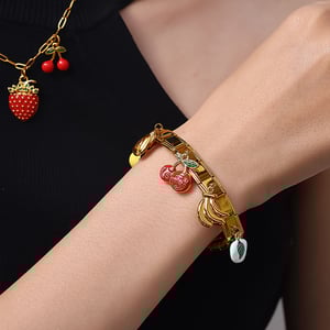 1 Piece Fruit Stainless Steel  Gold Color DIY Pendant h5 Picture4